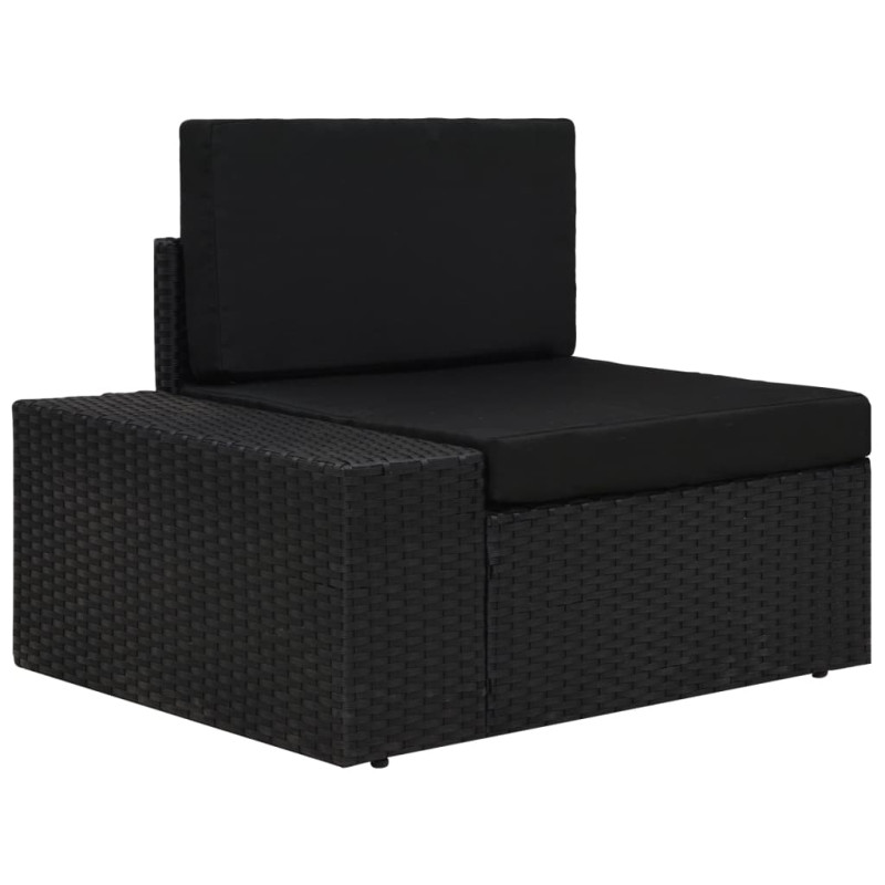 Modulares Sofa-Eckteil mit Armlehne (rechts) Poly Rattan Schwarz