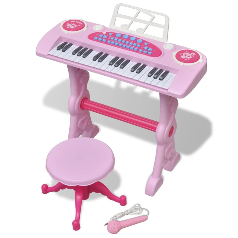 Kinder Keyboard Spielzeug Piano mit Hocker/Mikrofon 37 Tasten Rosa 