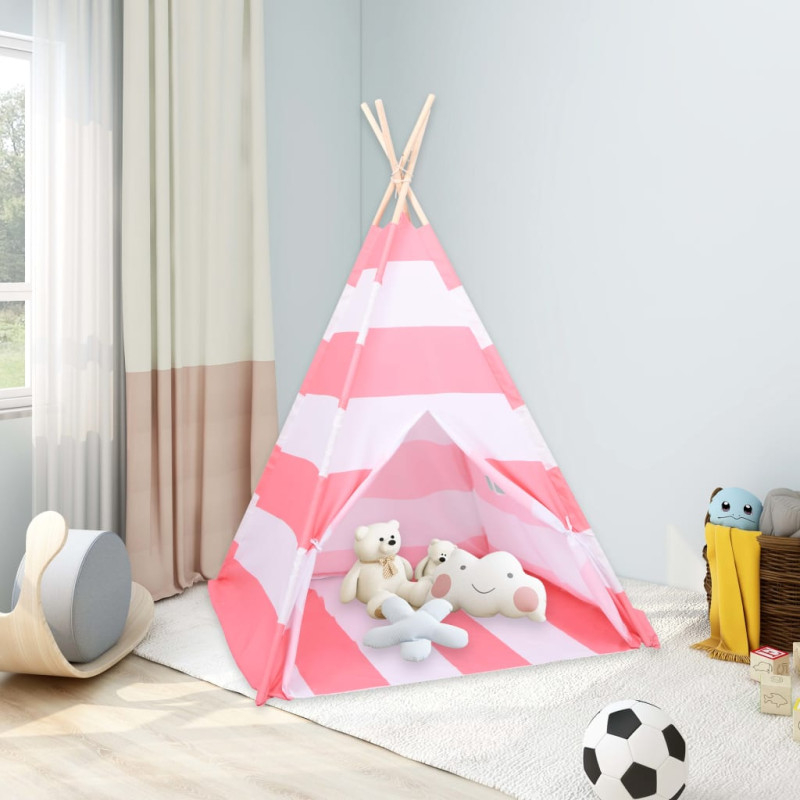 Kinder Tipi-Zelt Tasche Pfirsichhaut Gestreift 120x120x150 cm