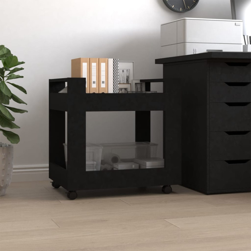 Bürowagen Schwarz 60x45x60 cm Holzwerkstoff