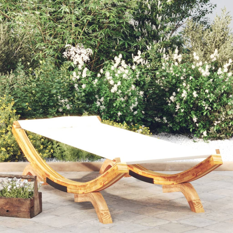 Loungebett 100x188,5x44 cm Bugholz Massiv Creme