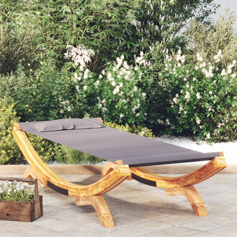 Loungebett 100x188,5x44 cm Bugholz Massiv Anthrazit